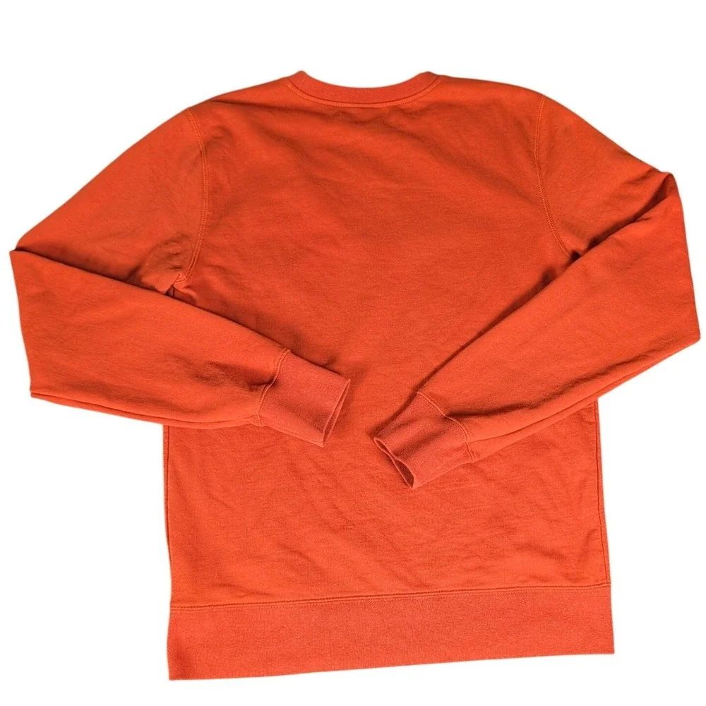 The North Face Mens Heritage Crewneck Sweatshirt Orange Fleece Logo Patch S